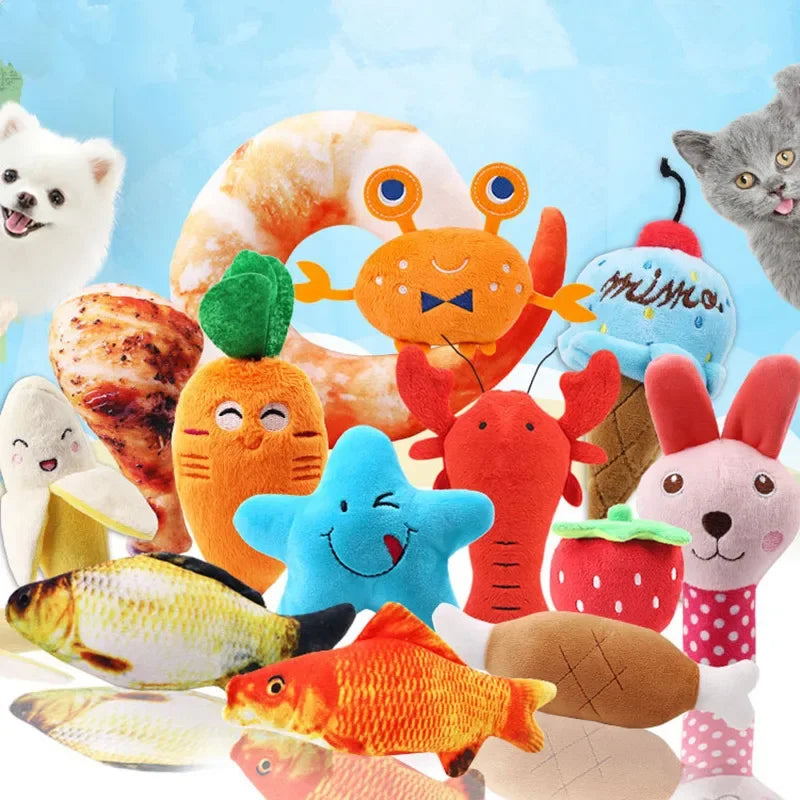 Fruit Animals Cartoon Dog Toys Stuffed Squeaking Pet Toy Eazy Beezee